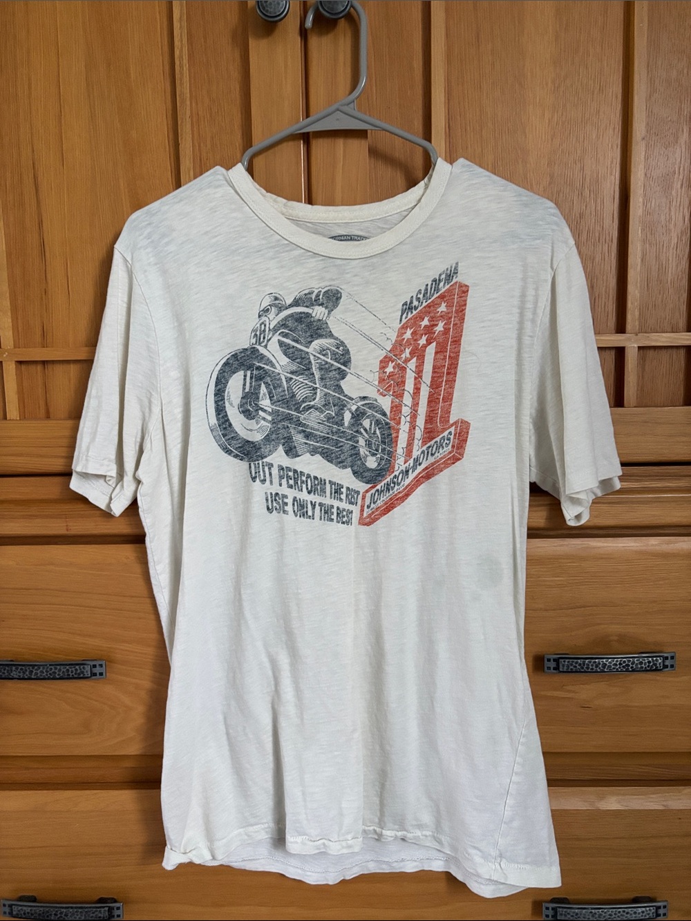 Cream Short-Sleeve Men's Graphic Motorcycle Tee